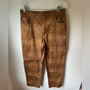 Ralph Lauren Tan Crocodile Pattern Cropped Pants